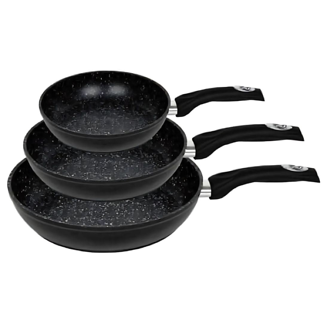 Set de 3 Sartenes Antiadherentes (20, 24 y 28 cm) + Utensilios de Cocina y Recetario Gratis