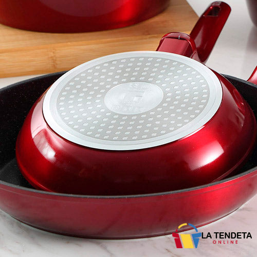 Juego sartenes con cuchillos y utensilios RL