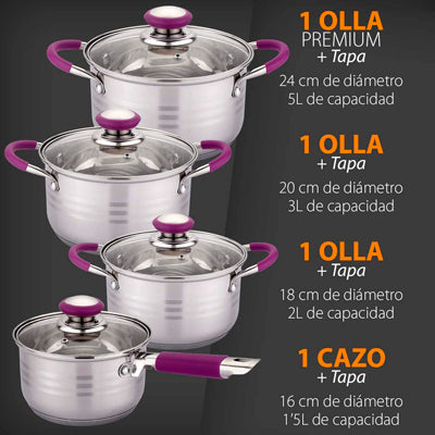 Batería Elitechef con cuchillos y utensilios de cocina