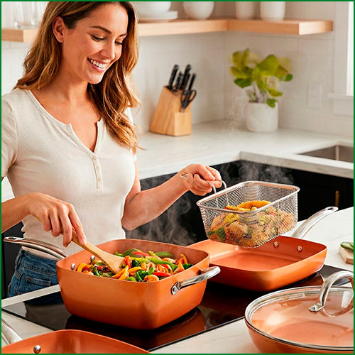 Batería de cocina color cobre (12 Piezas)