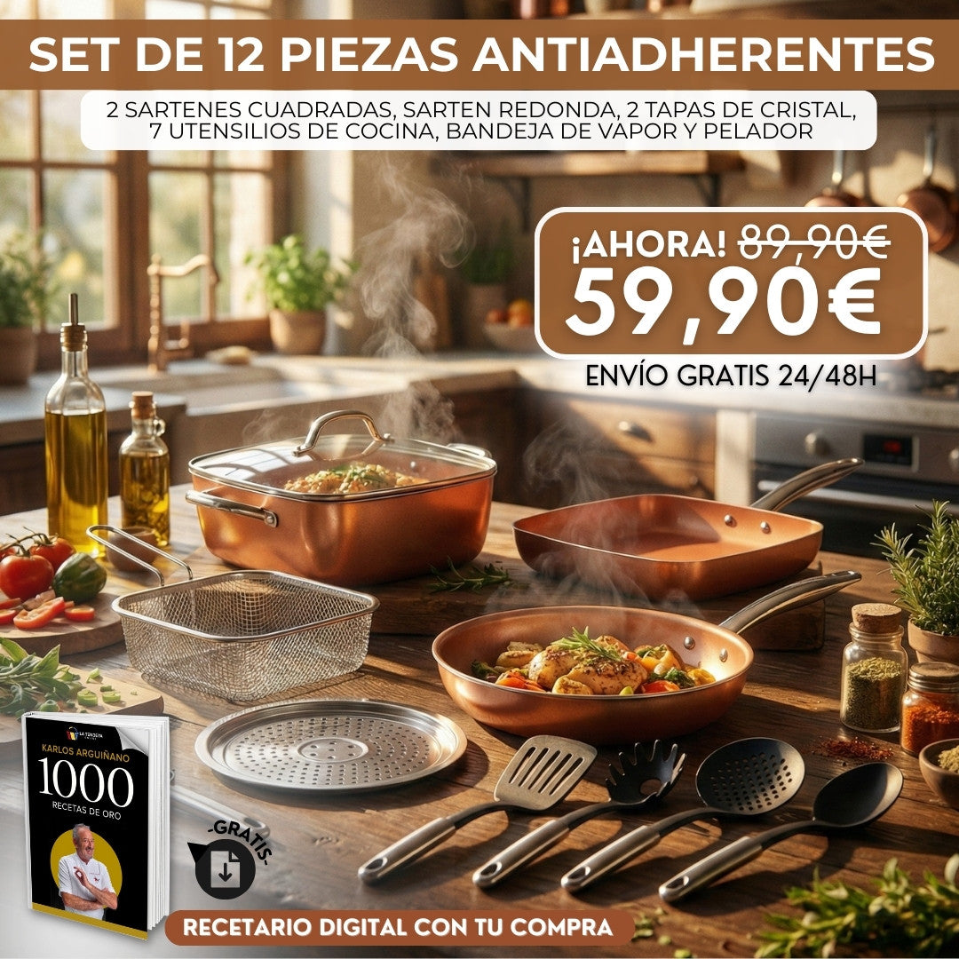 Batería de cocina color cobre (12 Piezas)
