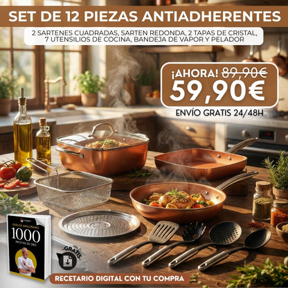 Batería de cocina color cobre (12 Piezas)