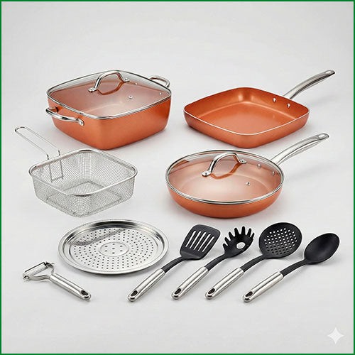 Batería de cocina color cobre (12 Piezas)