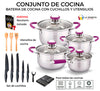 *Batería Elitechef con cuchillos y utensilios de cocina*