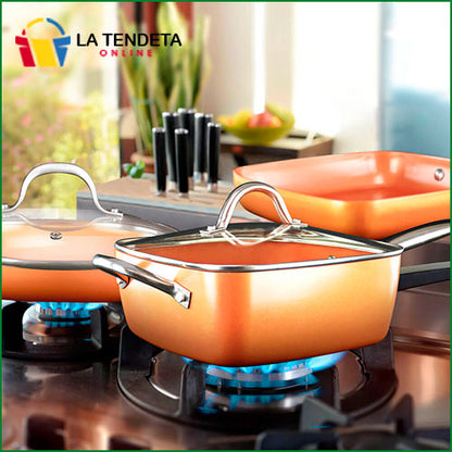 Batería de cocina color cobre (12 Piezas)