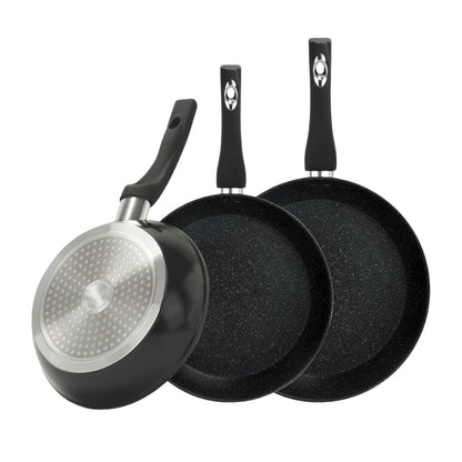 Set de 3 Sartenes Antiadherentes (20, 24 y 28 cm) + Utensilios de Cocina y Recetario Gratis