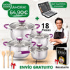Batería Elitechef con cuchillos y utensilios de cocina