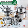 Pack: Bateria cocina 12 piezas + Set cuchillos y utensilios + Recetario de 1.000 recetas