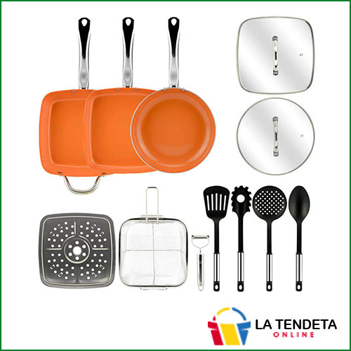 Batería de cocina color cobre (12 Piezas)