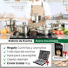 Pack: Bateria cocina 12 piezas + Set cuchillos y utensilios + Recetario de 1.000 recetas