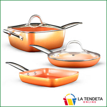 Batería de cocina color cobre (12 Piezas)