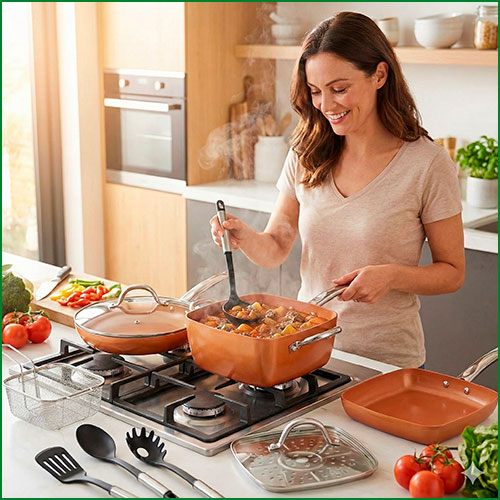 Batería de cocina color cobre (12 Piezas)