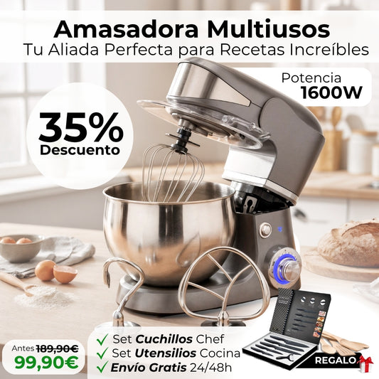 Amasadora Multifunción Gris | Regalo Set Cuchillos + Utensilios