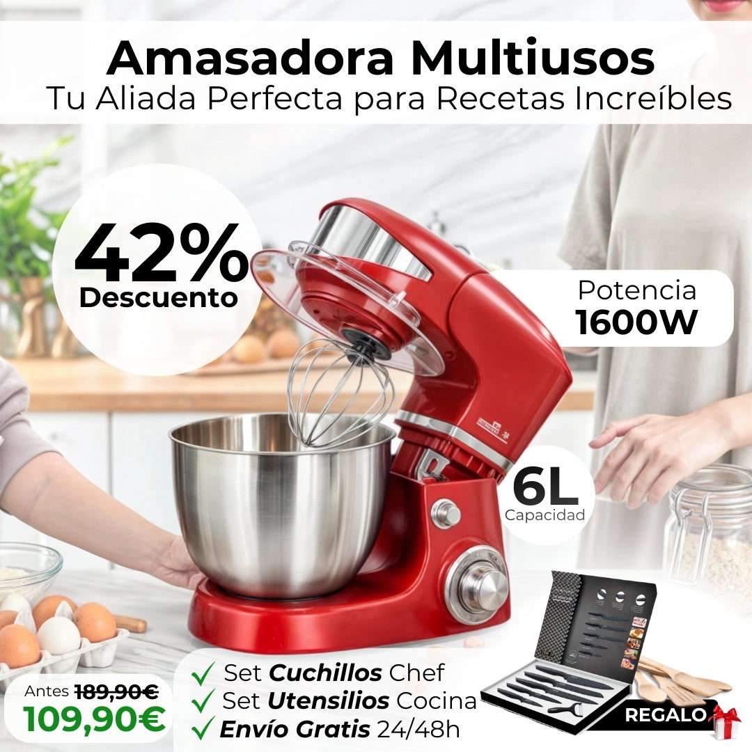 Robot Amasadora Multifunción 6L, 1600W, Royalti Line
