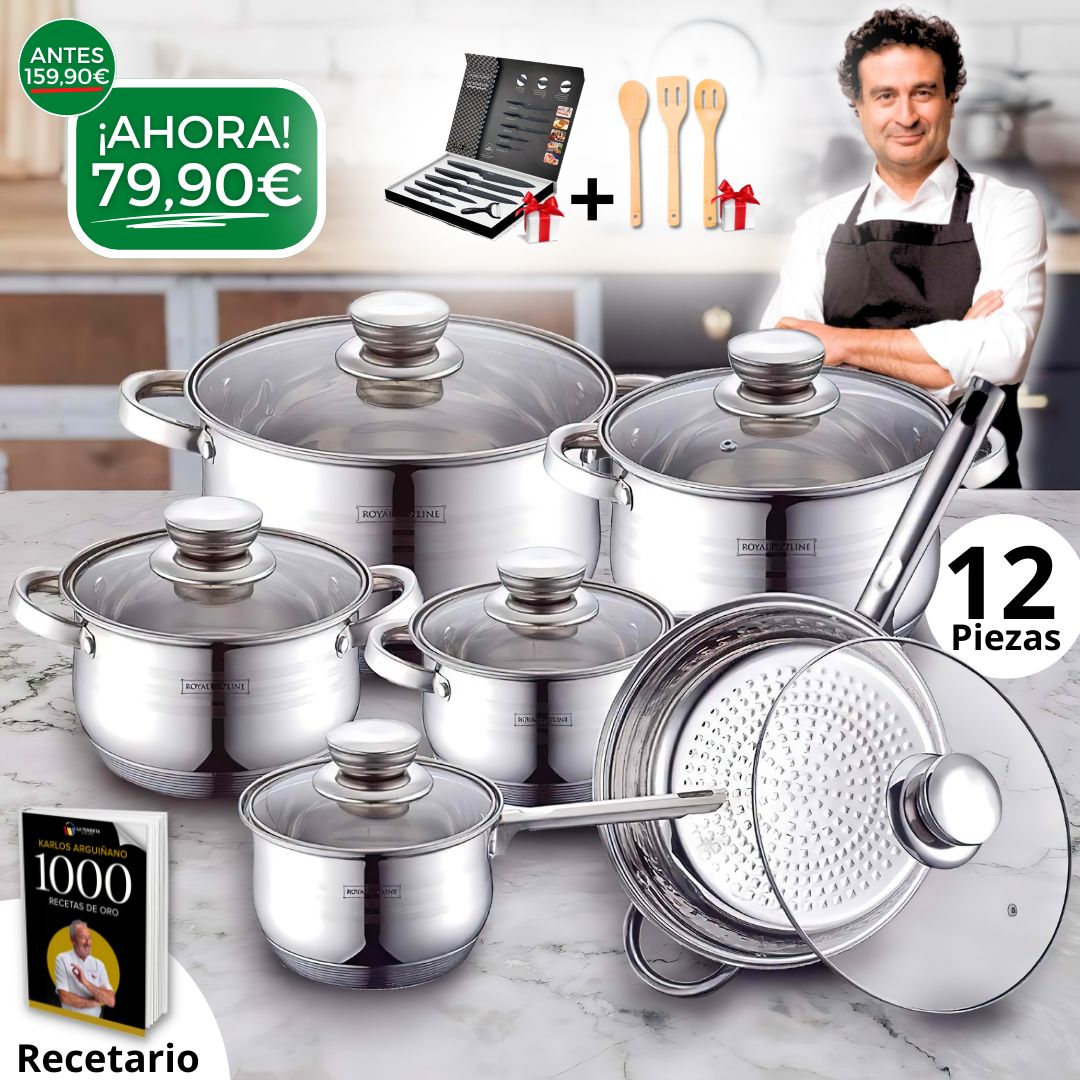 CK_Pack: Bateria cocina 12 piezas + Set cuchillos y utensilios + Recetario de 1.000 recetas (Copia)